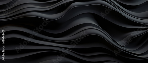 Elegant 3D render of black wavy patterns. © smth.design