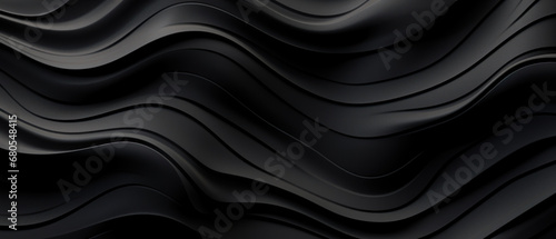 Elegant 3D render of black wavy patterns.