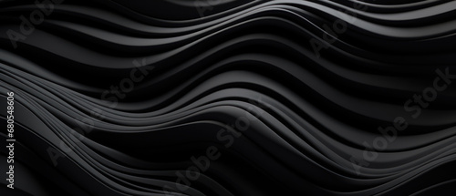 Elegant 3D render of black wavy patterns.