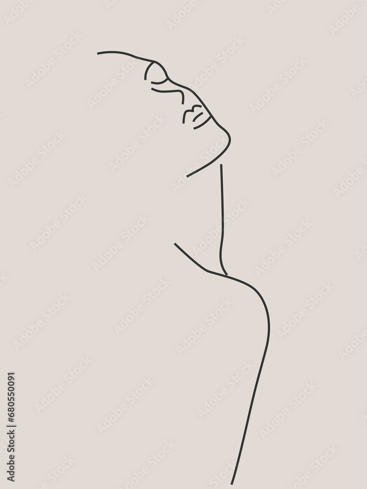 Outline portrait of woman in contemporary minimalist style. Outline portrait of woman in contemporary minimalist style.