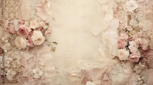A vintage-inspired arrangement array in sepia and cream, embellished with antique lace and faded rose motifs.  © Dannchez