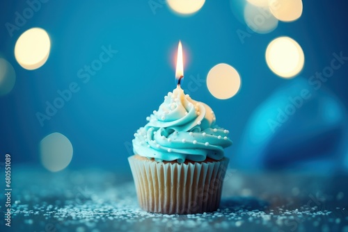 Celebratory cupcake with sparkler, ideal for birthday or party-themed designs and promotions. © StockWorld