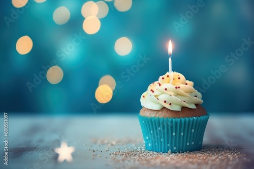 Celebratory cupcake with sparkler, ideal for birthday or party-themed designs and promotions.