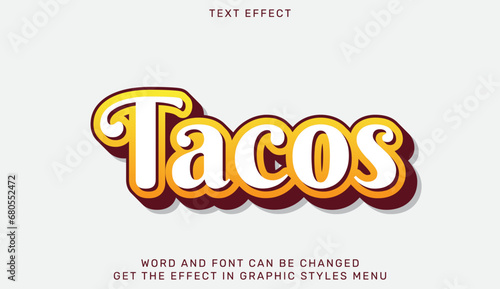 Tacos text effect template in 3d design