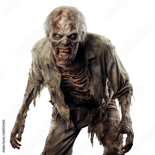 zombi isolated on transparent PNG background, Generative ai