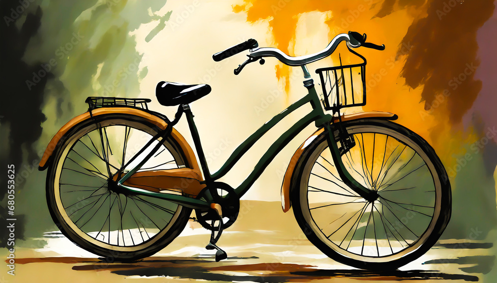 Fototapeta premium Vintage bicycle in gouache