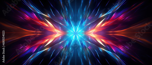 Kaleidoscopic abstract art with a blue star center.