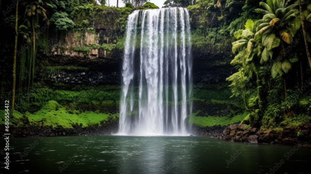 Lush Tropical Foliage Surrounding Majestic Akaka Falls in Hilo, Hawaii