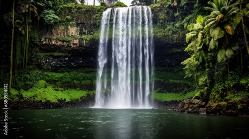 Lush Tropical Foliage Surrounding Majestic Akaka Falls in Hilo, Hawaii © Sandris_ua