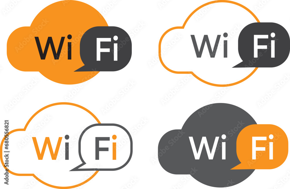 Orange and gray wifi vector icon. Illustration on isolated white background Orange and gray wifi vector icon. Illustration on isolated white background