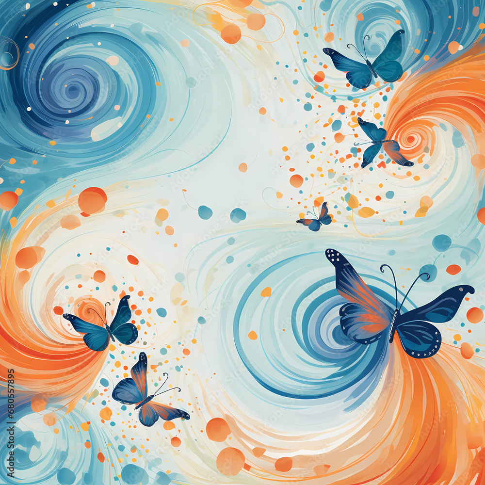 background with abstract swirls representing butterflies in flight