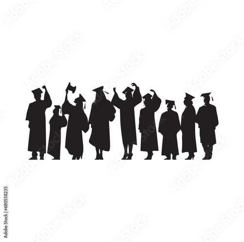 graduation Silhouette Vector On White Background.