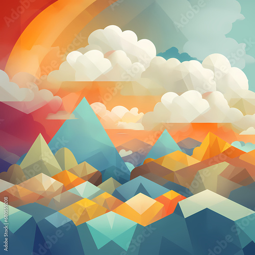abstract geometric shapes representing clouds