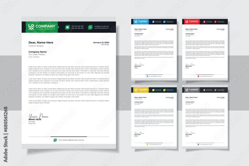 Professional And Creative Modern Minimalist Corporate Business Letter Head Template	