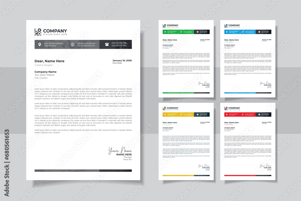 Professional And Creative Modern Minimalist Corporate Business Letter Head Template	