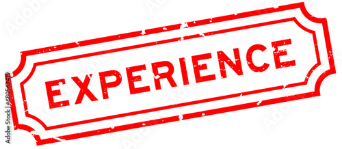 Grunge red experience word rubber seal stamp on white background