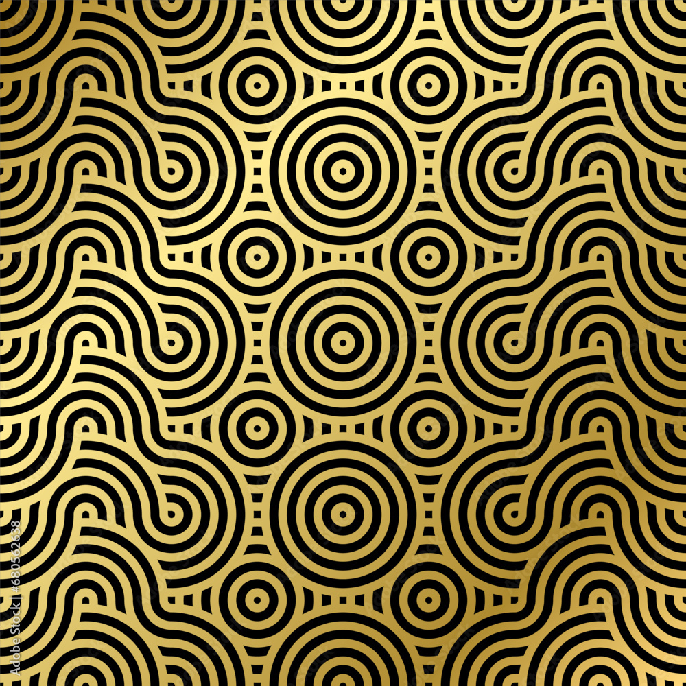 luxury seamless pattern black and gold wave circle luxury seamless pattern black and gold wave circle