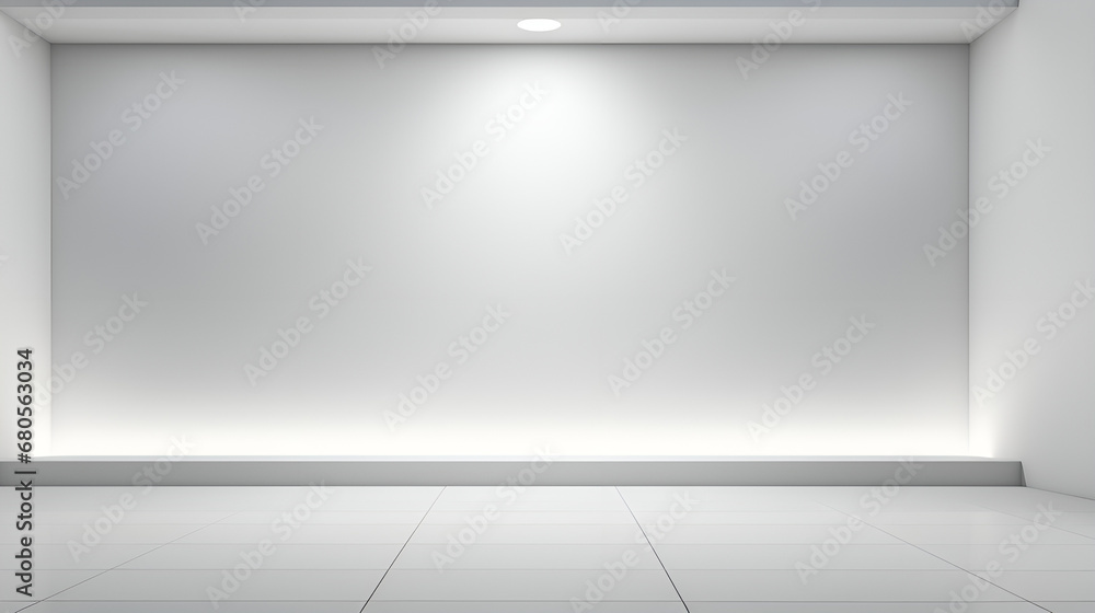 Fototapeta premium empty white room with white wall,Background grey wall in the room.Empty Showroom Background Images