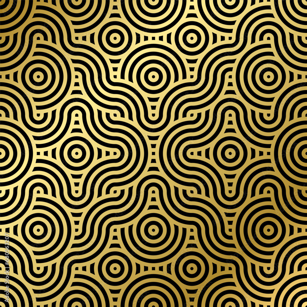 luxury seamless pattern black and gold wave circle luxury seamless pattern black and gold wave circle