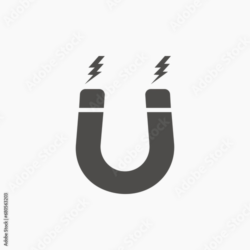 Magnet icon vector flat style isolated. Magnet with lightning, horseshoe symbol 