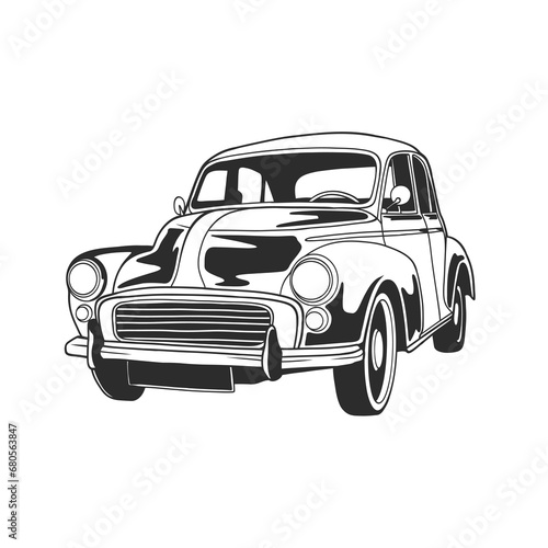 Outline illustration design of a vintage car 45