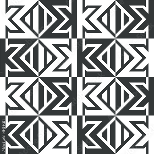 Line Pattern Ornament with Black and White