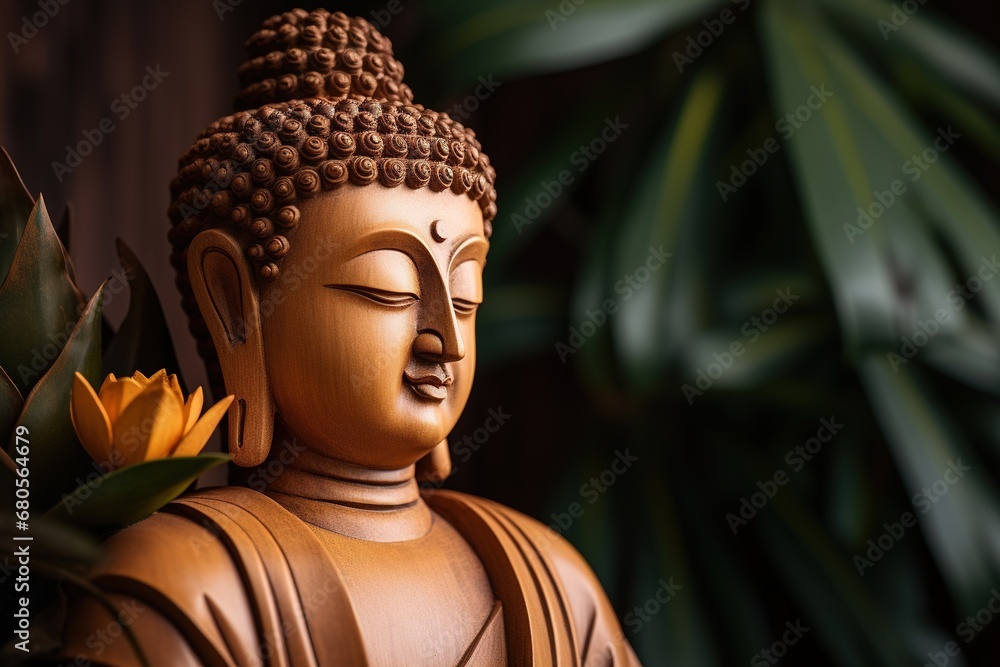 closeup of Buddha statue in buddhist temple