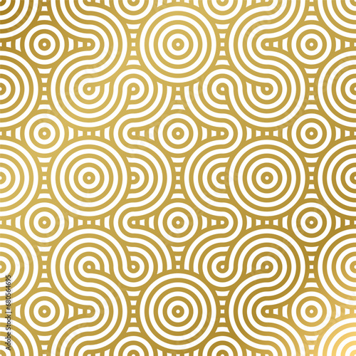 luxury seamless pattern white and gold wave circle 
