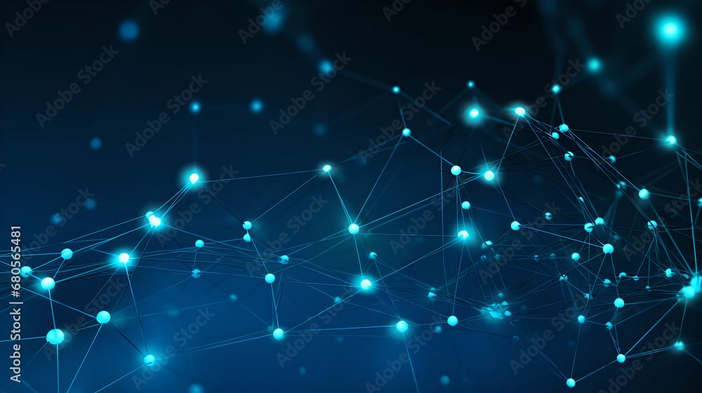Blockchain Network Spread, Radiant dots forming chains, For Blockchain Technology Concept Art, Generative AI