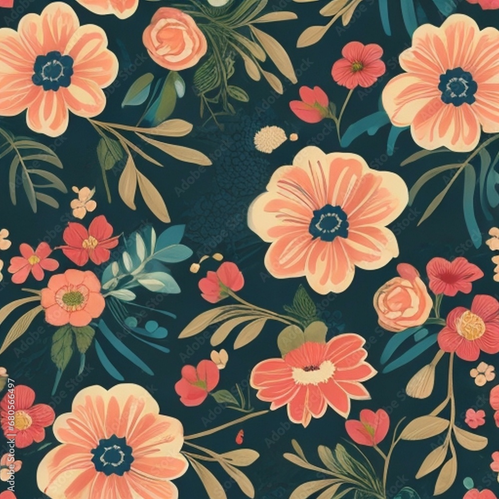 Seamless Flower Leaf Pattern Floral Wallpaper Background Vector Design. Decorative Summer Fabric Illustration. Spring Textile Ornament Retro Vintage Decoration Art.Nature Abstract Texture Graphic Seamless Flower Leaf Pattern Floral Wallpaper Background Vector Design. Decorative Summer Fabric Illustration. Spring Textile Ornament Retro Vintage Decoration Art.Nature Abstract Texture Graphic