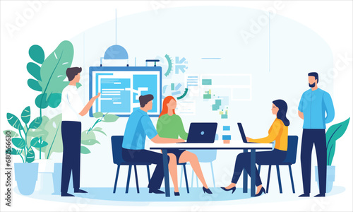 vector organic flat people on business training illustration flat illustration
