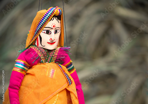 Hand made colourful rajasthani female puppet or kathputali. indian puppet or kathputali photo