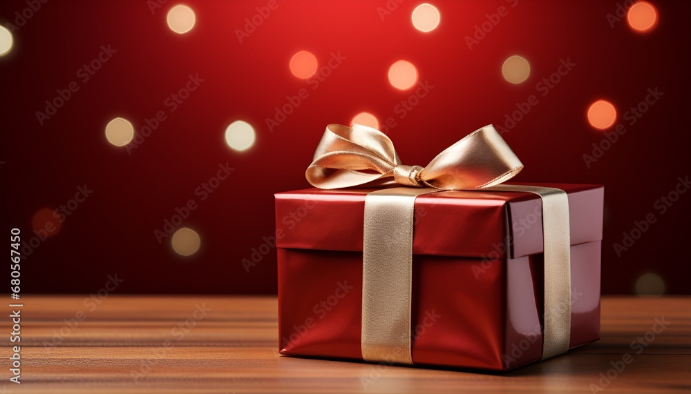 Christmas gift with gold ribbon with copy space Christmas gift with gold ribbon with copy space