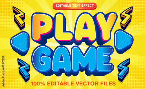 Play Game 3d text style effect theme with cartoon style