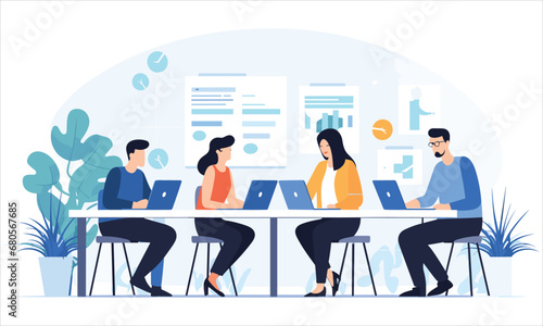 vector organic flat people on business training illustration flat illustration 