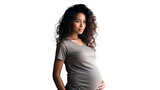 Pregnant Woman isolated on white transparent background, Happy mother portrait, PNG