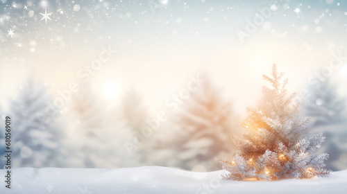 Winter Wonderland: Snow Covered Trees Delight,Christmas Glitter Winter Background.AI Generative  © kin