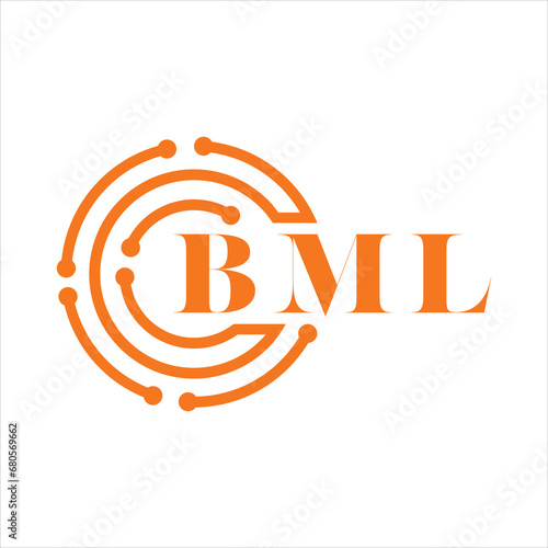 BML letter design. BML letter technology logo design on white background. BML Monogram logo design for entrepreneur and business photo