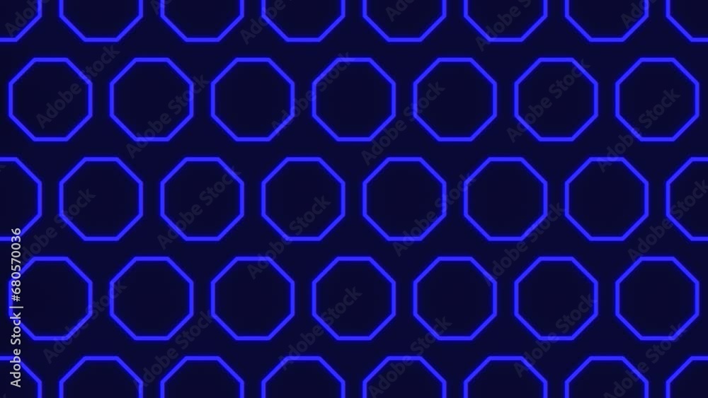 Circular arrangement of overlapping blue hexagons forming a symmetrical ...