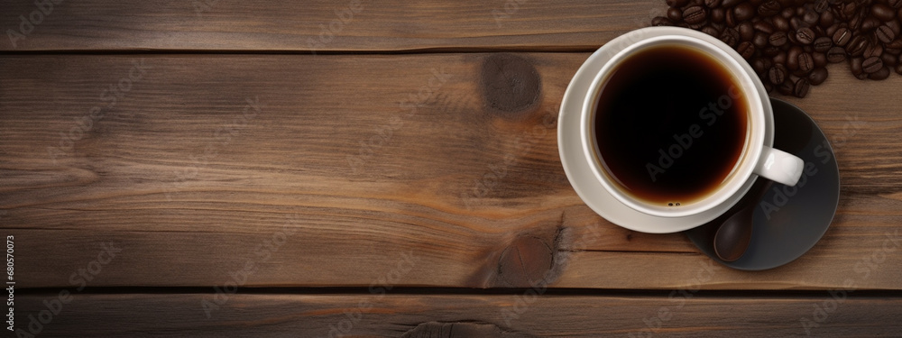 a cup of delicious aromatic coffee on a wooden background.Generative AI a cup of delicious aromatic coffee on a wooden background.Generative AI