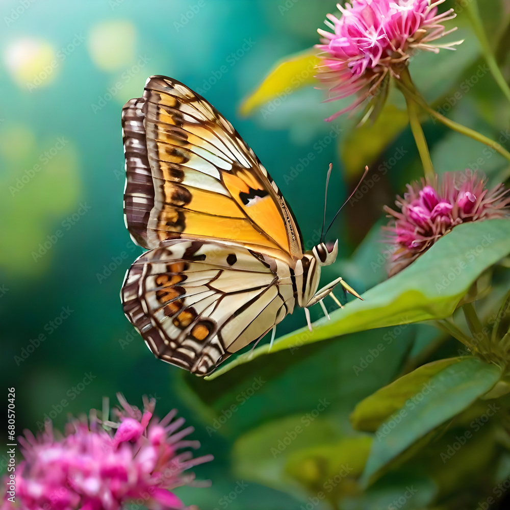 Fototapeta premium Colorful butterfies in zoom in nature view
