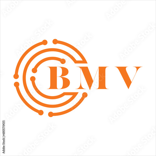 BMV letter design. BMV letter technology logo design on white background. BMV Monogram logo design for entrepreneur and business photo