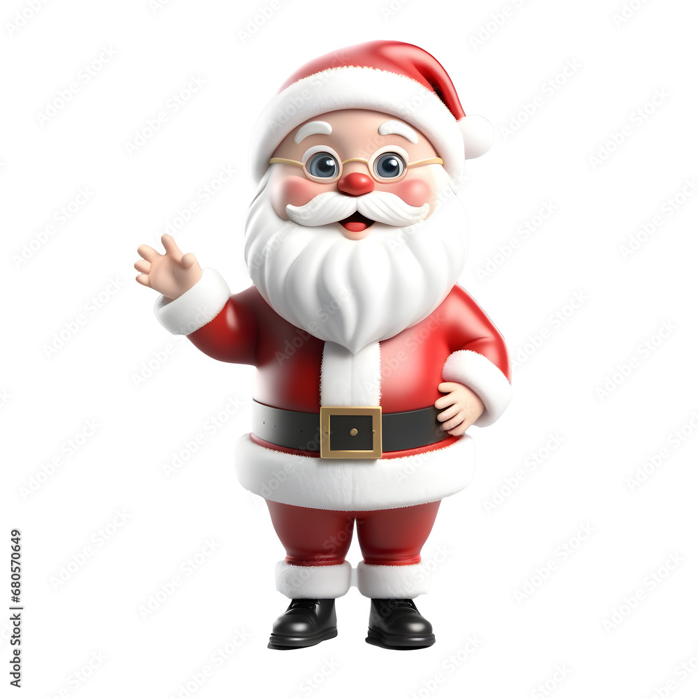 3D Cute santa isolated on transparent 3D Cute santa isolated on transparent