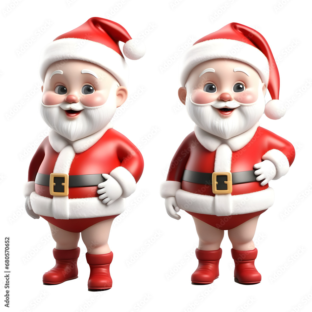 3D Cute santa isolated on transparent 3D Cute santa isolated on transparent