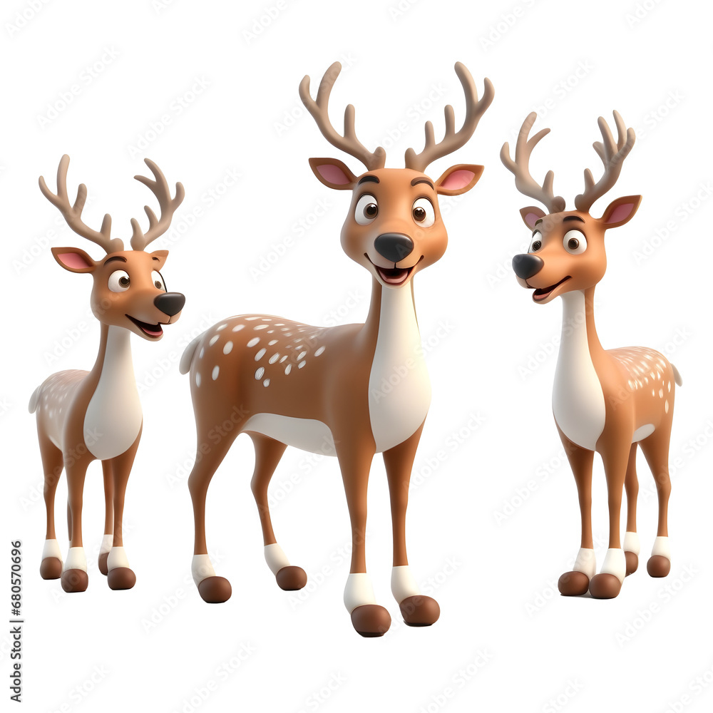 3D Cute Reindeer isolated on transparent 3D Cute Reindeer isolated on transparent