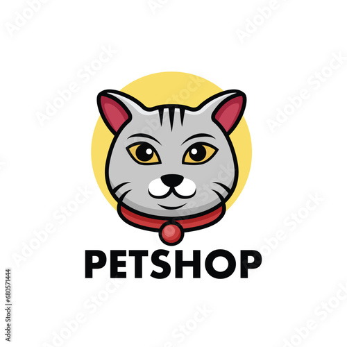 Cat head petshop mascot logo design