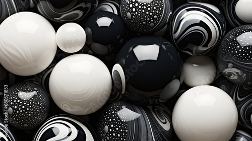 background abstract black and white glossy balls. photo