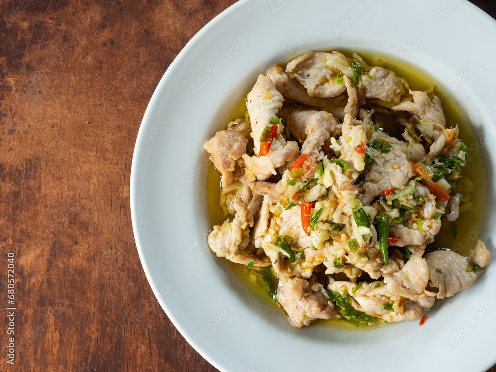 stir fried pork meat with garlic and chili stir fried pork meat with garlic and chili