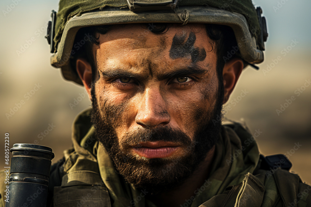 Man face in destroyed city Palestine Israel war concept generative ai Man face in destroyed city Palestine Israel war concept generative ai