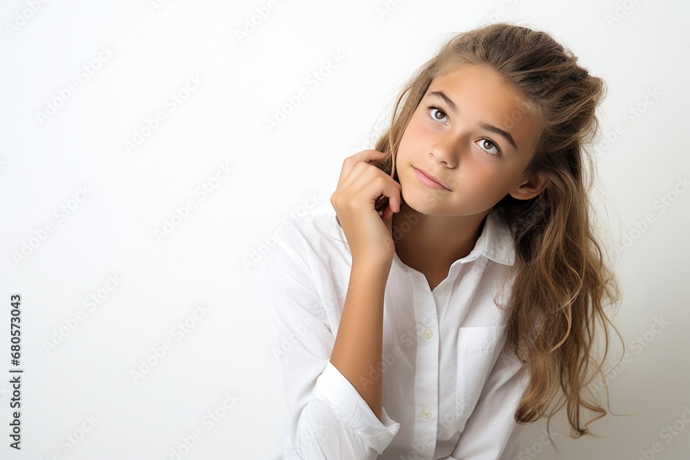 A Playful Pose: A Young Girl Captured in a Joyful Moment A Playful Pose: A Young Girl Captured in a Joyful Moment